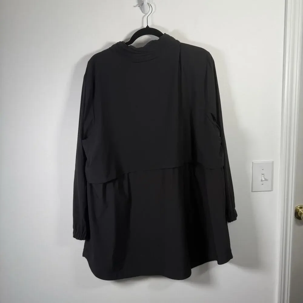 J Jill Fit Black On the Go Layered Jacket Hidden Hood Travel Womens‎ Plus 2x